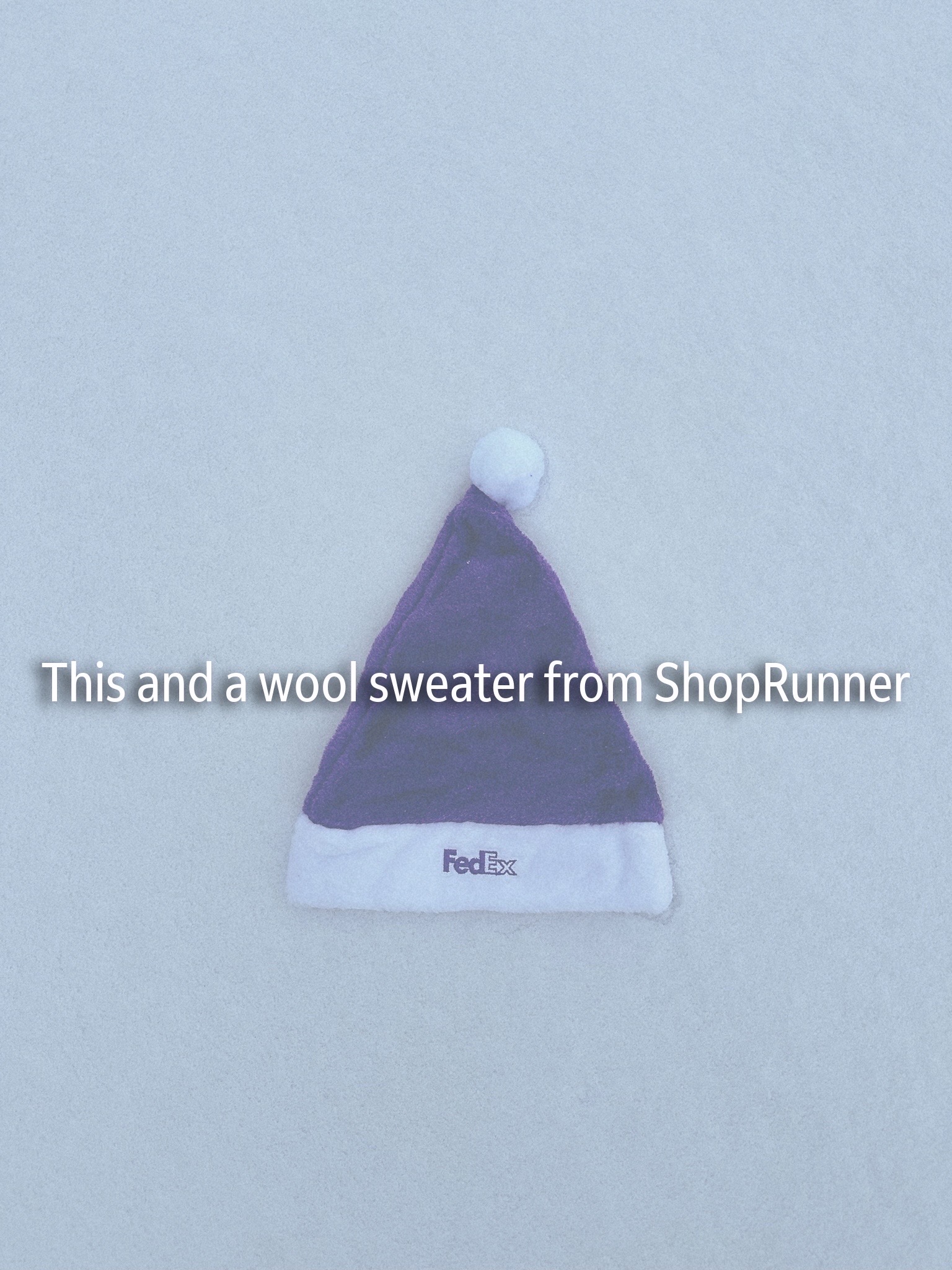 FedEx winter hat photographed in snow
